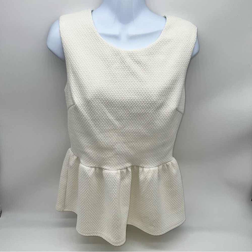 Forever 21 Cream Textured Peplum Blouse